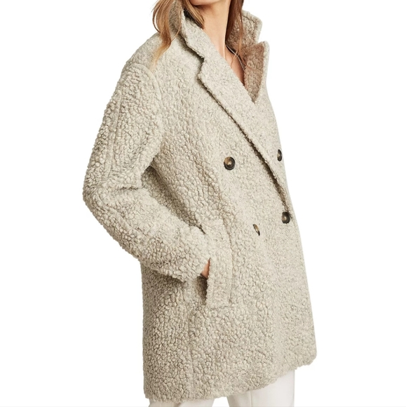 Reiss Women's Gray Wool Blend Teddy Coat size 12 - Picture 2 of 12